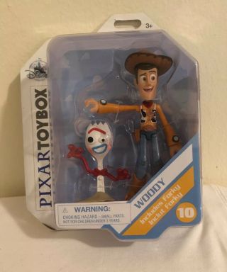 Disney Store Pixar Toy Story 4 2019 Sheriff Woody W/ Forky Toybox Figures