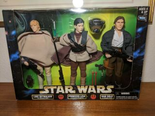 Nos Star Wars 12 Inch 3 Pack Han Solo,  Princess Leia And Luke Skywalker
