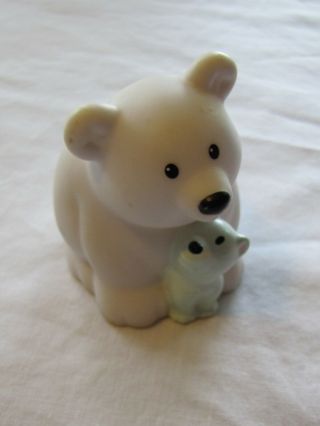 Fisher Price Little People White Arctic Polar Bear With Baby Bear Ark Zoo Rare