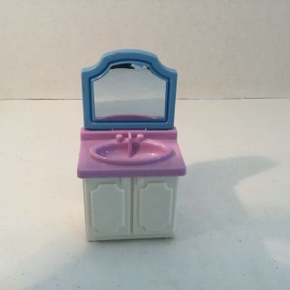 Little Tikes Vintage Family Dollhouse Blue White Sink Bathroom Vanity Furniture