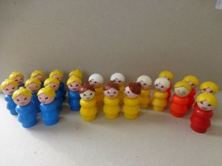 Vintage Fisher Price Little People Woman Mom Teacher Blue Yellow Red Group 4
