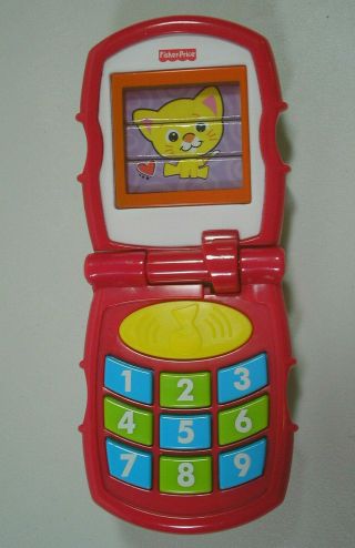 Fisher Price Baby Friendly Flip Cell Phone Toy w/Music & Sound Puppy Kitty Mouse 2