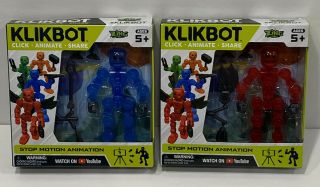Zing Stikbot Klikbot Red Axil Blue Cosmo Stikbot Stop Motion Animation (2 Pack)