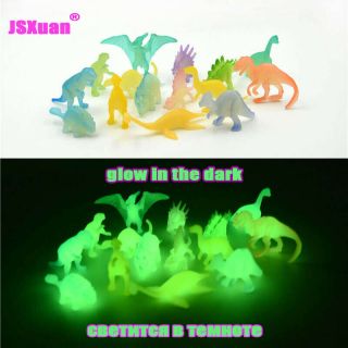 16pcs Jurassic World Dinosaurs Glow In The Dark Luminous Kids Toy Action Figure