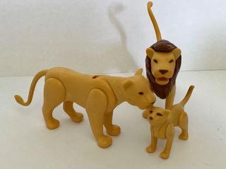 Vintage Playmobil Zoo Animals,  Lion Lioness & Cub Noah’s Arc,  Safari,  Wildlife