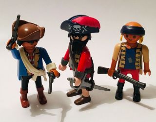 Playmobil Vintage Figures Black Beard And Pirate Crew,  Pirate Ship,  Caribbean