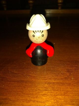 Vintage Fisher Price Little People Wood And Plastic Fireman.  1a