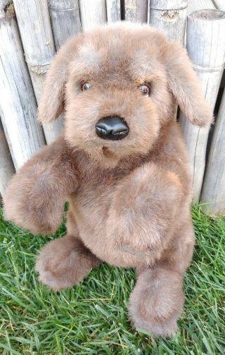 EUC - 15” Folkmanis Sitting Puppy Dog Puppet Brown Plush Stuffed 2