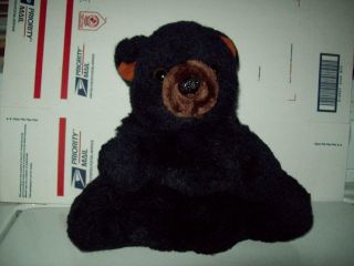 10 " Black Bear Full - Body Hand Puppet Stuffed/plush Squeaker 1981,  Furry Huggem 