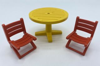 Playmobil Yellow Round Table 2 Chairs Campground Zoo Park House Safari