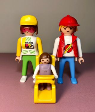 Playmobil 3739 Vintage Rare Klicky Figures Mom Dad Baby Car Seat Male Female