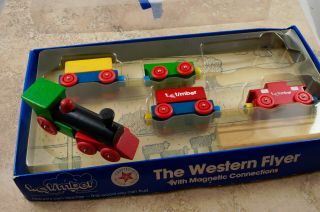 Vintage T.  C.  Timber Western Flyer Wooden Toy Train Set,