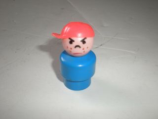 Vintage Fisher Price Little People Grumpy Boy With Red Hat