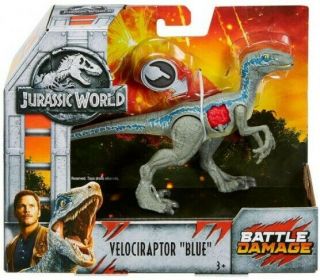 Jurassic World Battle Damage - Velociraptor - Blue -
