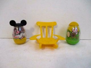 1973 Hasbro Weeble Wobbles Girl W/flowers - Chair - Disney Mickey Mouse Club Karen