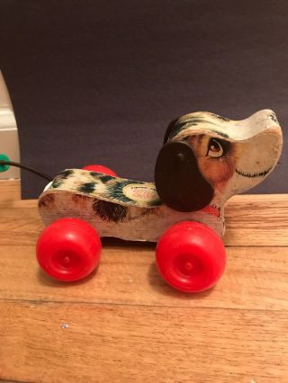 1965 Vintage Fisher - Price " Little Snoopy " (dog) Wooden Pull - Toy,  No.  693