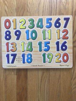 Melissa & Doug Numbers Sound Wooden Puzzle With Talking Sound Effects