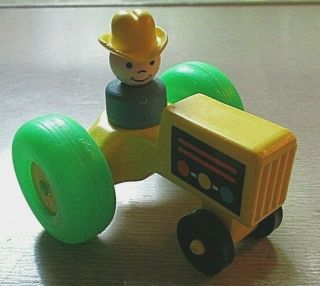 Vintage Fisher Price Little People Farmer And Tractor