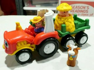 Fisher Price Little People Tow N Pull Tractor Musical | Complete Farmer Pig Cow