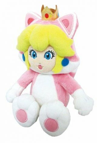 Sanei Mario 3d World Neko Cat Princess Peach 9 " Plush Doll