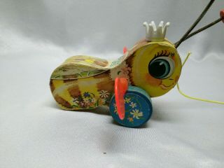 Vintage 1970s Fisher Price Queen Buzzy Bee Pull Toy 444