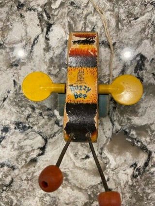 Vintage Fisher Price Wood Pull Toy Buzzy Bee 325 circa1955 3