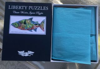 Liberty Puzzles Chinook Salmon By Sue Coccia Complete Wooden Jigsaw Puzzle