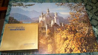 Vtg Victory Gold Box Wood Jigsaw Puzzle Neuschwanstein Castle 1500 Pc Complete