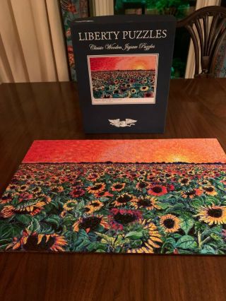 Liberty Classic Wooden Jigsaw Puzzle,  Sunflower Splatter Paint,  By Brad Gorman