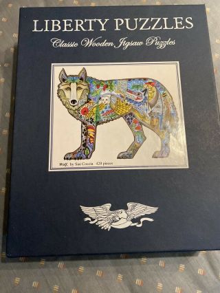 Liberty Classic Wooden Jigsaw Puzzles,  ‘wolf,  ’ By Sue Coccia