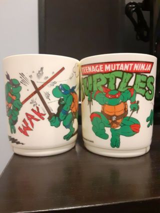 2 Vintage 1989 Rare Teenage Mutant Ninja Turtles Tmnt Cup 14 Oz Peter Pan Ind.
