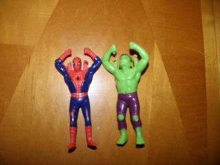 Vintage Spider - Man & Hulk Azrak Hamway Ahi Parachute Figures No Parachutes 70 