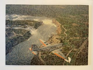 Parker Bros Pastime Wood Jigsaw Puzzle 317pc American Airline Plane Niagra Falls