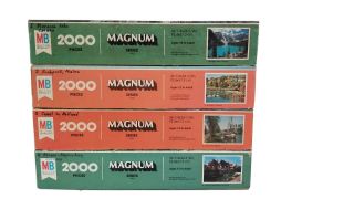 4 Vintage Milton Bradley Mb Magnum 2000 Piece Puzzles 4820 - 1 2 3 4 Landscapes