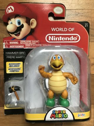 World Of Nintendo Mario Hammer Bro 4” Figure By Jakks (series 2 - 7) Rare