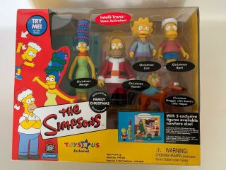 2001 The Simpsons Family Christmas Homer Marge Bart Lisa Maggie Wos Playmates