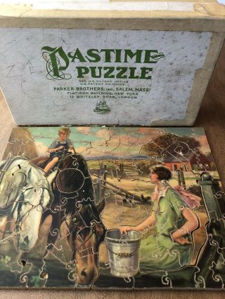 Vintage Pastime Puzzle Complete Parker Brothers Wooden Jigsaw Figural