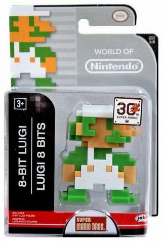 World Of Nintendo Mario Bros.  8 - Bit Luigi Jakks Pacific Action Figure