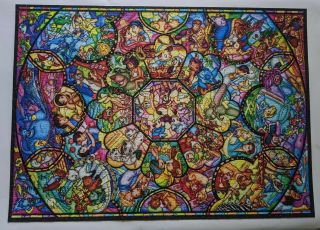 Tenyo Disney Stained Glass 2000 Piece Jigsaw Puzzle Multiple Characters