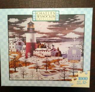 Wysocki 1000 Piece Puzzle Winter Light Complete Rare Hard To Find,  Lighthouse