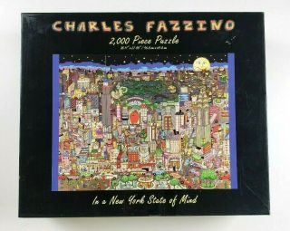 Rare Charles Fazzino In A York State Of Mind 2000 Pc Jigsaw Puzzle Complete
