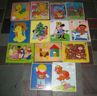 13 Vintage Wood Wooden Childrens Kid Child Preschool Toddler Puzzles Playskool