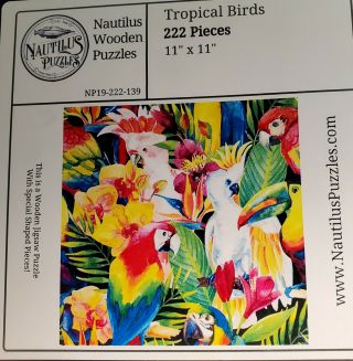 Nautilus Wooden Jigsaw Puzzles Tropical Birds Gorgeous Coloors