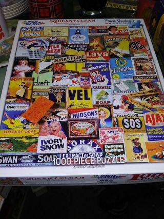 White Mountain Squeaky Soaplabels 1000 Piece Puzzle Euc Complete 24 " X 30 "