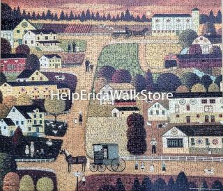 " Country Village " Vintage Charles Wysocki 1000 Pc Puzzle - Done And Complete