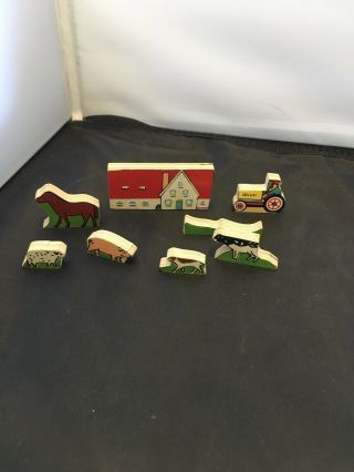 Vintage SIMPLEX Holland Miniature PUZZLES Mid - Century WOOD 1960s Farm And Train 3