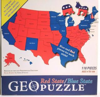 Geopuzzle Red State/blue State Puzzle Learn Presidential Election History 118 Pc