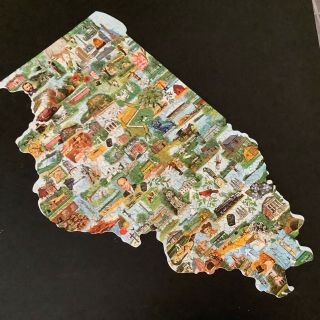 Vtg 1969 Springbok State Map Of Illinois Contour Jigsaw Puzzle - Complete Htf