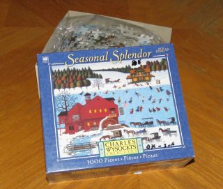 Red Mill Pond Charles Wysocki Seasonal Splendor 1000 Piece Puzzle - Complete
