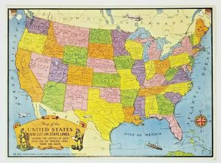 Vintage 1943 48 State Us Map Die Cut Puzzle No.  625 The Platt & Munk Co.